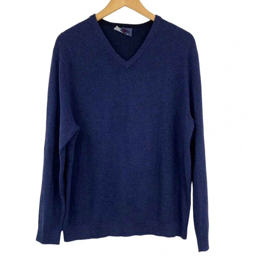 Tommy Bahama Reversible Sweater Men's Size Large Blue Black Pima Cotton Pullover
